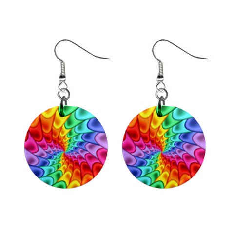 Psychedelic Rainbow Spiral 1  Button Earrings from ArtsNow.com Front