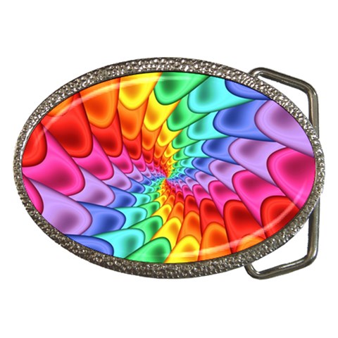 Psychedelic Rainbow Spiral Belt Buckle from ArtsNow.com Front