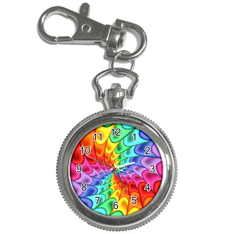 Psychedelic Rainbow Spiral Key Chain Watch from ArtsNow.com Front