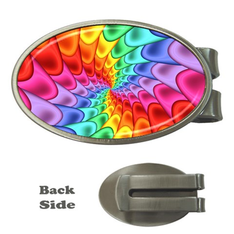 Psychedelic Rainbow Spiral Money Clip (Oval) from ArtsNow.com Front