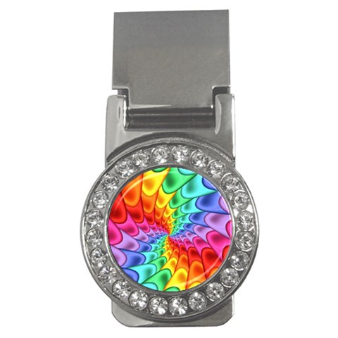 Psychedelic Rainbow Spiral Money Clip (CZ) from ArtsNow.com Front