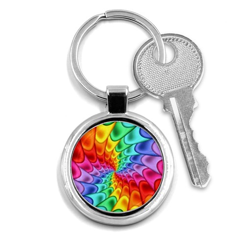 Psychedelic Rainbow Spiral Key Chain (Round) from ArtsNow.com Front