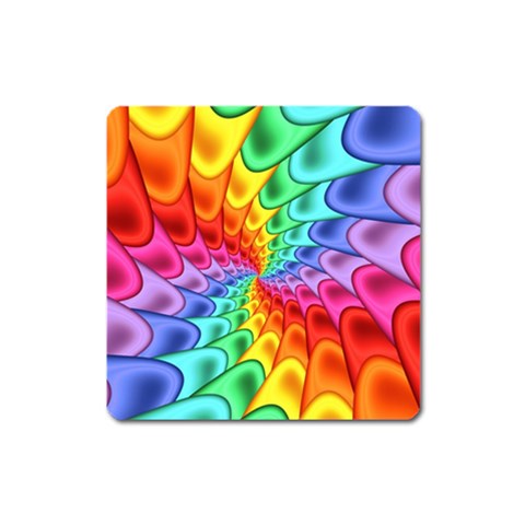 Psychedelic Rainbow Spiral Magnet (Square) from ArtsNow.com Front