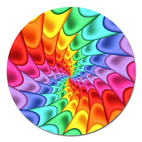 Psychedelic Rainbow Spiral Magnet 5  (Round) from ArtsNow.com Front