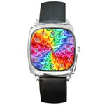 Psychedelic Rainbow Spiral Square Metal Watch