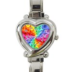 Psychedelic Rainbow Spiral Heart Italian Charm Watch