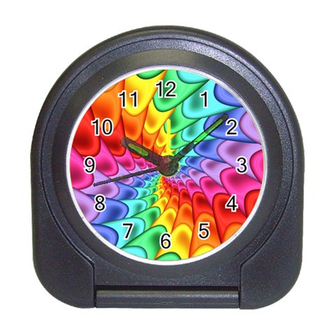 Psychedelic Rainbow Spiral Travel Alarm Clock from ArtsNow.com Front