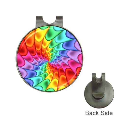 Psychedelic Rainbow Spiral Golf Ball Marker Hat Clip from ArtsNow.com Front