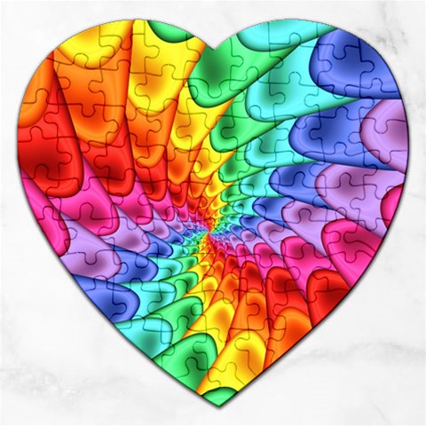 Psychedelic Rainbow Spiral Jigsaw Puzzle (Heart) from ArtsNow.com Front