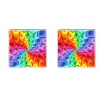 Psychedelic Rainbow Spiral Cufflinks (Square)