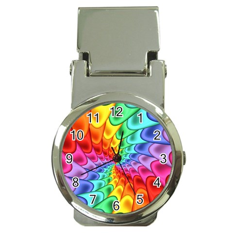 Psychedelic Rainbow Spiral Money Clip Watch from ArtsNow.com Front