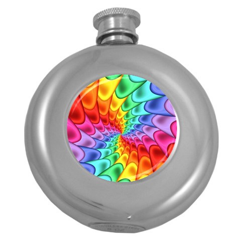 Psychedelic Rainbow Spiral Hip Flask (5 oz) from ArtsNow.com Front