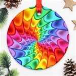 Psychedelic Rainbow Spiral Round Ornament (Two Sides)