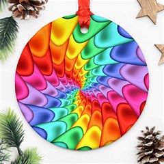 Psychedelic Rainbow Spiral Round Ornament (Two Sides) from ArtsNow.com Back