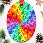 Psychedelic Rainbow Spiral Oval Ornament (Two Sides)