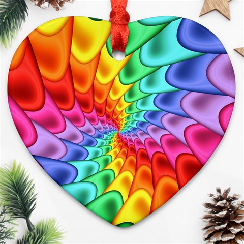 Psychedelic Rainbow Spiral Heart Ornament (Two Sides) from ArtsNow.com Front