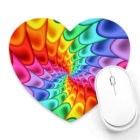 Psychedelic Rainbow Spiral Heart Mousepad from ArtsNow.com Front