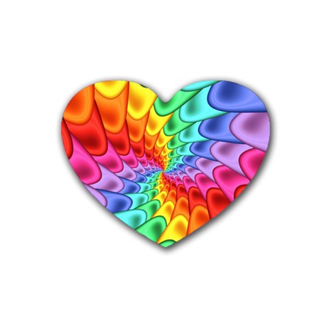 Psychedelic Rainbow Spiral Rubber Coaster (Heart) from ArtsNow.com Front