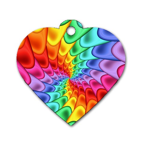 Psychedelic Rainbow Spiral Dog Tag Heart (One Side) from ArtsNow.com Front