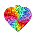 Psychedelic Rainbow Spiral Dog Tag Heart (One Side)