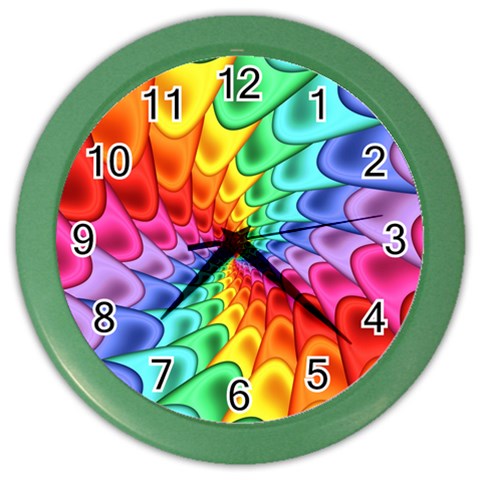 Psychedelic Rainbow Spiral Color Wall Clock from ArtsNow.com Front