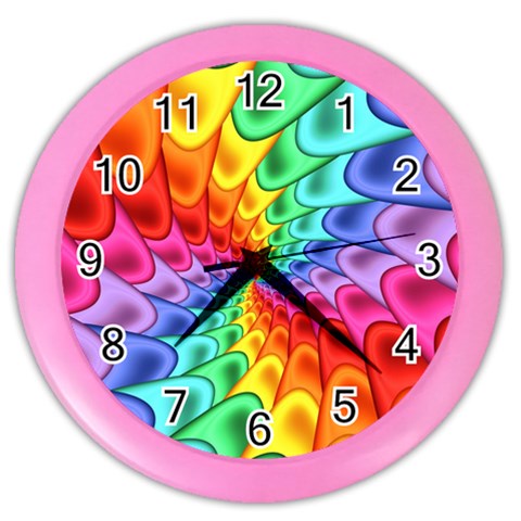 Psychedelic Rainbow Spiral Color Wall Clock from ArtsNow.com Front