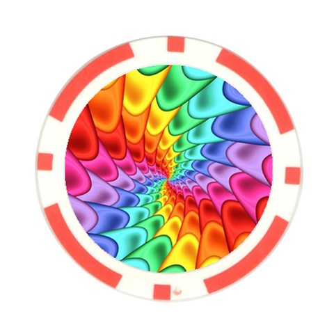 Psychedelic Rainbow Spiral Poker Chip Card Guard from ArtsNow.com Front