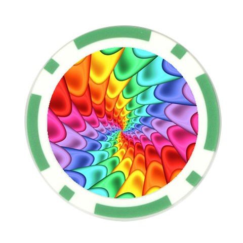 Psychedelic Rainbow Spiral Poker Chip Card Guard from ArtsNow.com Front