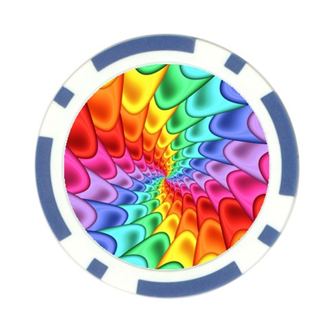 Psychedelic Rainbow Spiral Poker Chip Card Guard from ArtsNow.com Front