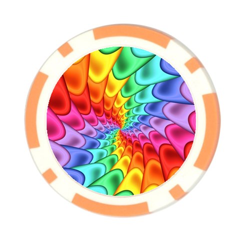 Psychedelic Rainbow Spiral Poker Chip Card Guard from ArtsNow.com Front