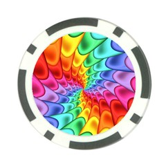 Psychedelic Rainbow Spiral Poker Chip Card Guard from ArtsNow.com Front