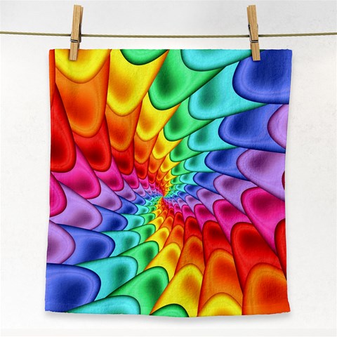 Psychedelic Rainbow Spiral Face Towel from ArtsNow.com Front