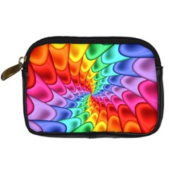 Psychedelic Rainbow Spiral Digital Camera Leather Case from ArtsNow.com Front