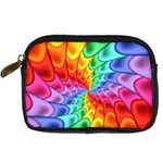 Psychedelic Rainbow Spiral Digital Camera Leather Case