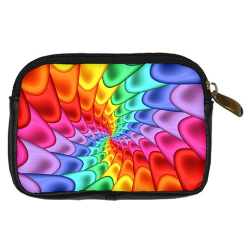 Psychedelic Rainbow Spiral Digital Camera Leather Case from ArtsNow.com Back