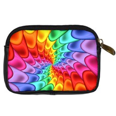 Psychedelic Rainbow Spiral Digital Camera Leather Case from ArtsNow.com Back