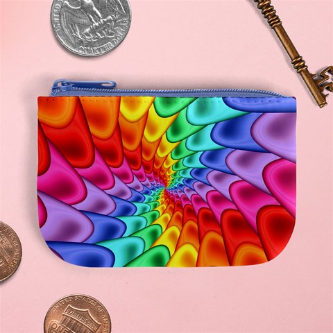 Psychedelic Rainbow Spiral Mini Coin Purse from ArtsNow.com Front