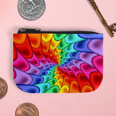 Psychedelic Rainbow Spiral Mini Coin Purse from ArtsNow.com Front