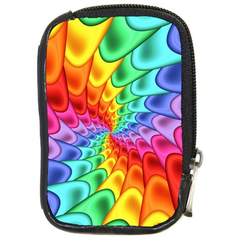 Psychedelic Rainbow Spiral Compact Camera Leather Case from ArtsNow.com Front