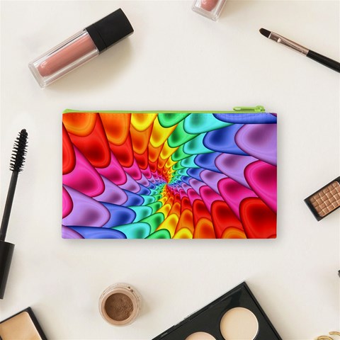 Psychedelic Rainbow Spiral Cosmetic Bag (Small) from ArtsNow.com Back