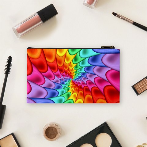 Psychedelic Rainbow Spiral Cosmetic Bag (Small) from ArtsNow.com Back