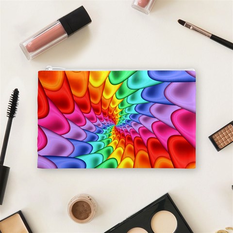 Psychedelic Rainbow Spiral Cosmetic Bag (Medium) from ArtsNow.com Front