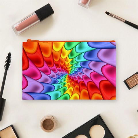 Psychedelic Rainbow Spiral Cosmetic Bag (Medium) from ArtsNow.com Front