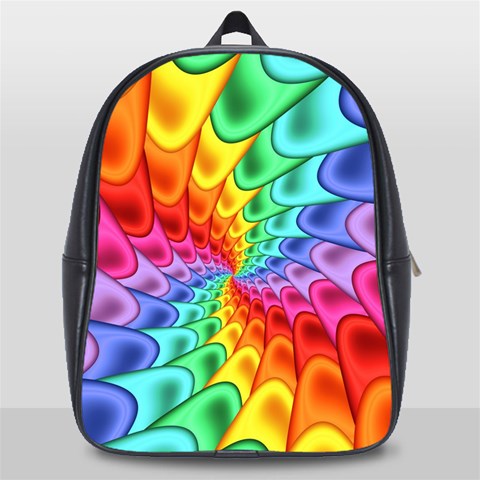 Psychedelic Rainbow Spiral School Bag (Large) from ArtsNow.com Front