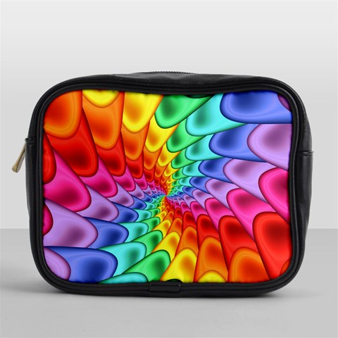 Psychedelic Rainbow Spiral Mini Toiletries Bag (One Side) from ArtsNow.com Front