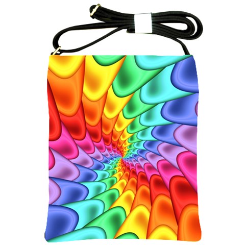 Psychedelic Rainbow Spiral Shoulder Sling Bag from ArtsNow.com Front