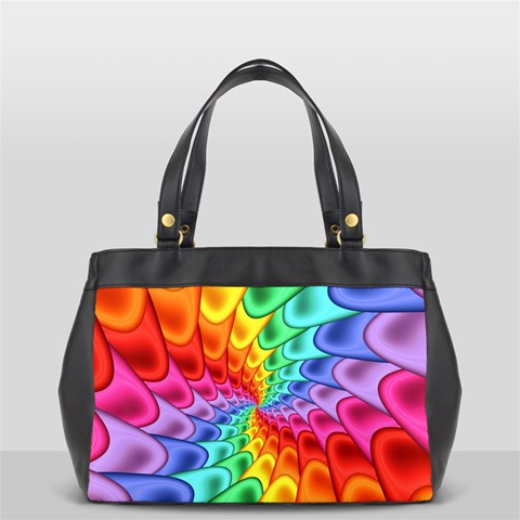 Psychedelic Rainbow Spiral Oversize Office Handbag (2 Sides) from ArtsNow.com Front