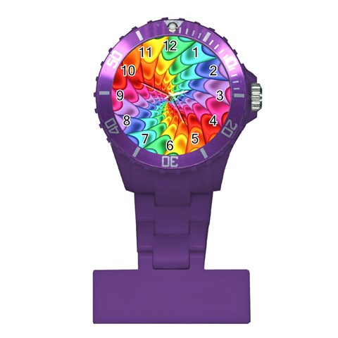 Psychedelic Rainbow Spiral Plastic Nurses Watch from ArtsNow.com Front