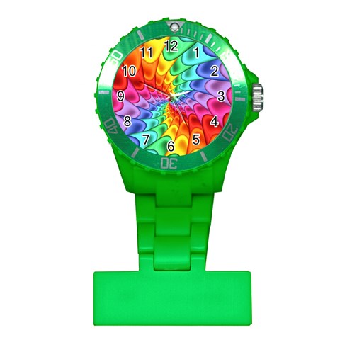 Psychedelic Rainbow Spiral Plastic Nurses Watch from ArtsNow.com Front