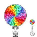 Psychedelic Rainbow Spiral Stainless Steel Nurses Watch